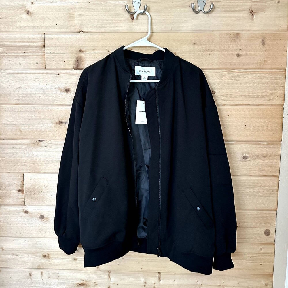 Glassons Oversized Utility Bomber Jacket in Black NWT - Picture 2 of 7